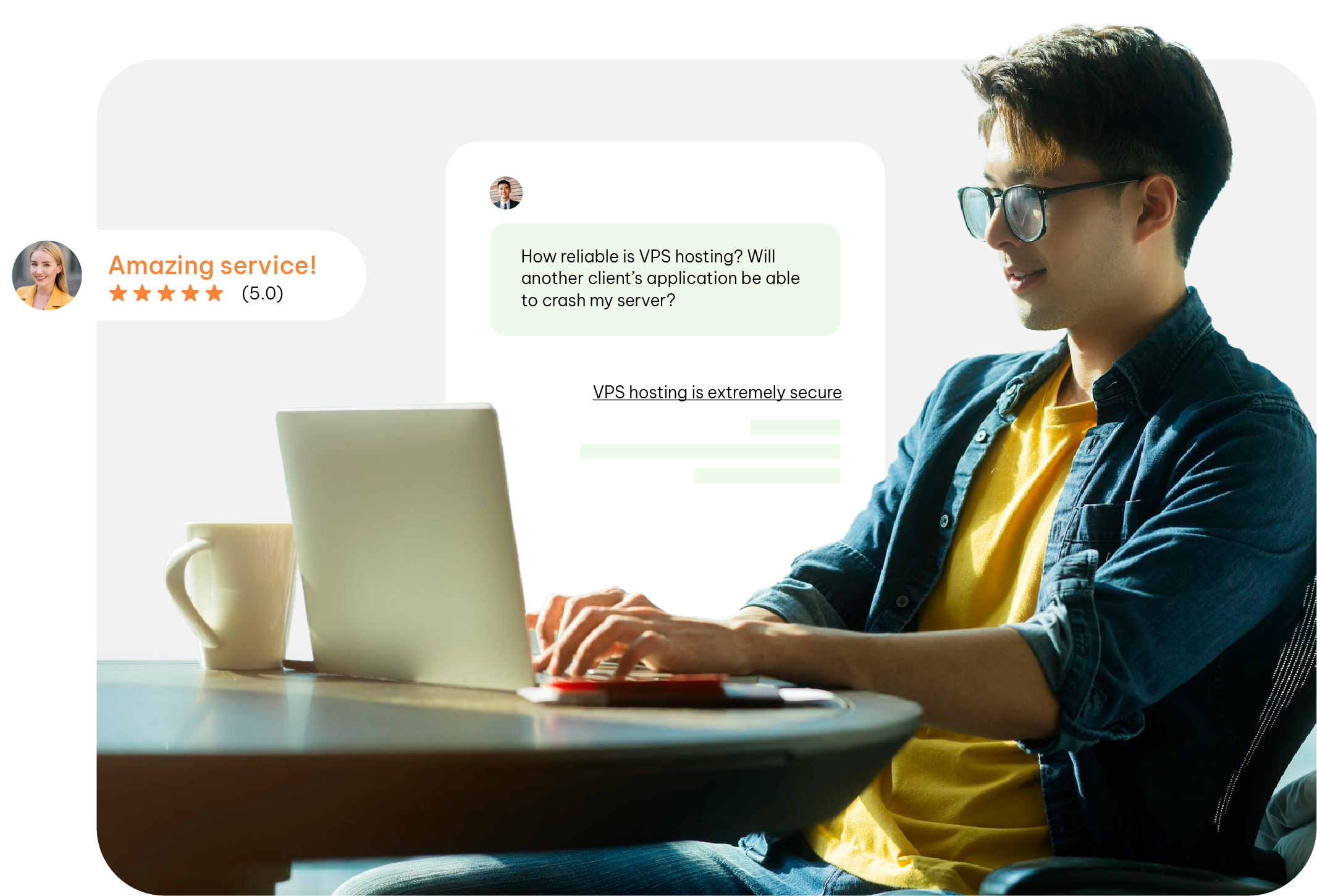Customer service using laptop